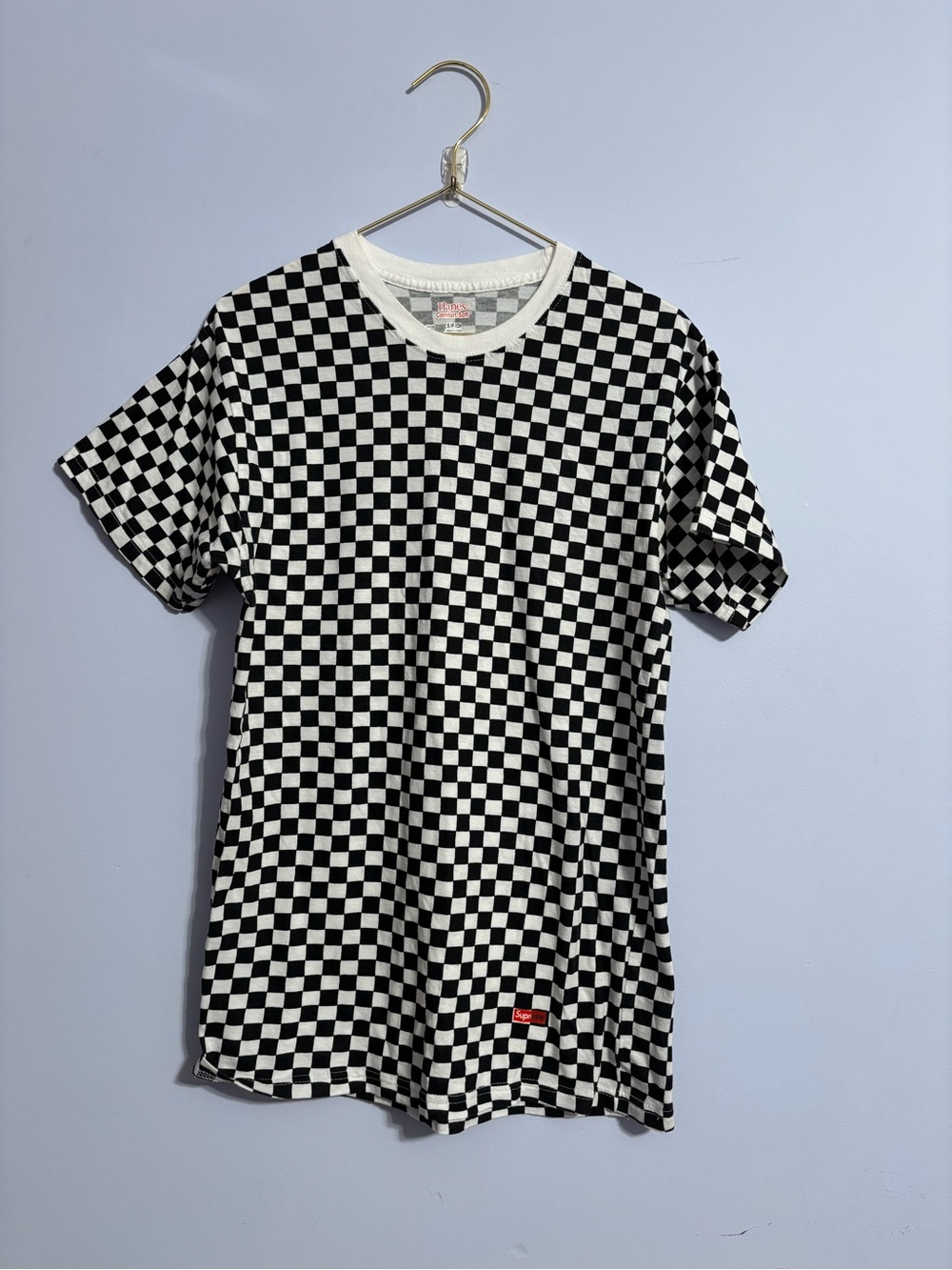 Supreme Hanes Checkerboard Short-Sleeve Crewneck T-Shirt - Black & White
